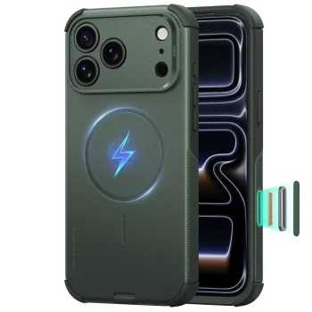 ESR Cyber Tough MagSafe dėklas telefonui iPhone 18 Pro / 17 Pro, žalias