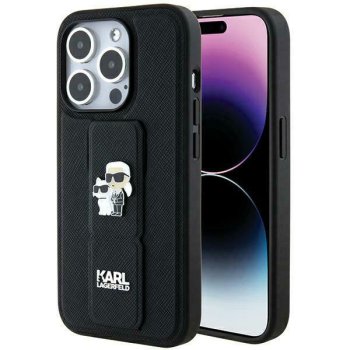 Karl Lagerfeld dėklas iPhone 13 / 13 Pro Gripstand Saffiano, juodas