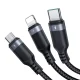 „Joyroom S-A18“ trys viename USB-A į „Lightning“ / USB-C / „Micro USB“ laidas, 0.3 m, juodas