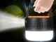 LED camping lantern with rechargeable battery, USB, solar charging, remote, hook