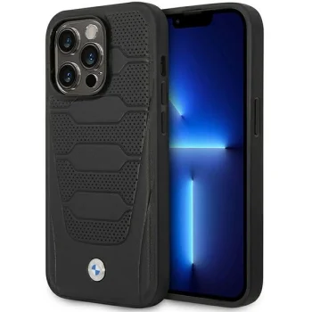 BMW Leather Seats Pattern MagSafe dėklas iPhone 14 Pro, juodas
