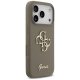 Guess Silicone Big 4G Script dėklas iPhone 17 Pro telefonui, rudas
