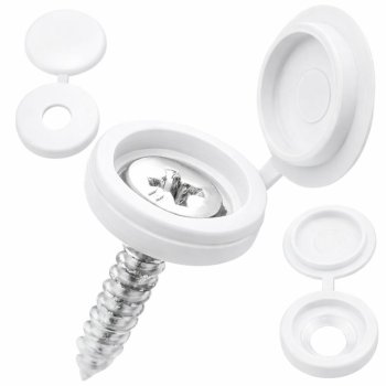 Hinged Screw Covers 100 pcs Snap Caps for Furniture Screws, White