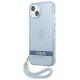 Guess Translucent Strap dėklas iPhone 13 mini, mėlynas