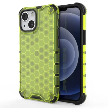 Dėklas iPhone 13 mini Honeycomb su TPU rėmeliu, žalias