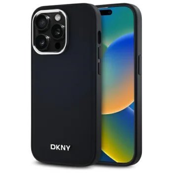 DKNY Plain Silver MagSafe dėklas, skirtas iPhone 14 Pro, juodas