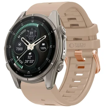 Tech-Protect silicone strap for Garmin Fenix 5S/5S Plus/6S/6S Pro/7S/8/9/9 Pro (43 mm), beige