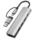 Tech-Protect HB03 5in1 USB-C ir USB-A šakotuvas su RJ45, pilkas