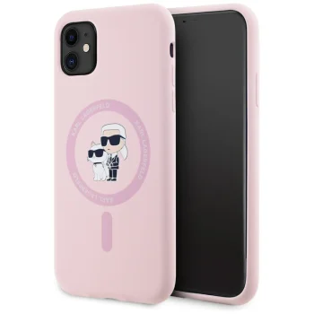 Karl Lagerfeld Silicone Karl&Choupette MagSafe dėklas iPhone 11 6.1", rožinis