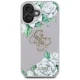 Guess Grained Roses Big 4G Logo dėklas, skirtas iPhone 16, violetinis