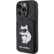 Karl Lagerfeld dėklas iPhone 15 Pro Max, Saffiano Monogram Choupette, juodas