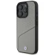 BMW dėklas iPhone 16 Pro telefonui Sign Leather Textured and Line MagSafe, pilkas