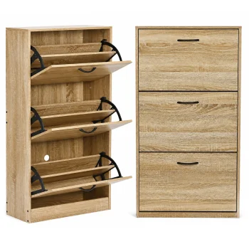 „ModernHome“ 3 Skyrių Batų Spintelė 60cm Šviesus Ąžuolas