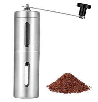Manual Coffee Grinder with Adjustable Burr, Silver