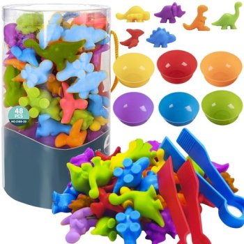 Kruzzel Dinosaur Set for Learning Colors and Counting, 56 Pieces
