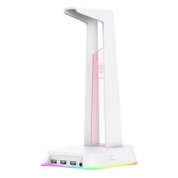 ONIKUMA ST-2 žaidimų ausinių stovas su RGB apšvietimu, baltas
