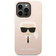 Karl Lagerfeld iPhone 14 Pro 6.1\" dėklas Silicone Karl\'s Head KLHCP14LSLKHLP, rožinis