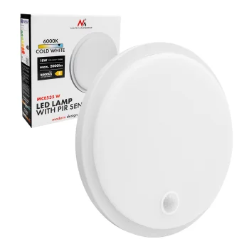 LED šviestuvas su PIR judesio jutikliu Maclean MCE535 W, 10/15/18W, IP65, baltas