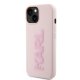 Karl Lagerfeld dėklas iPhone 15 Plus / 14 Plus 3D Rubber Glitter Logo, rožinis