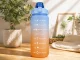 Motivational Water Bottle with Straw 2000 ml, Blue/Orange