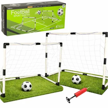 Vaikiški futbolo vartai (2 vnt.) su kamuoliais ir pompa, 95x70x50 cm