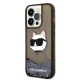 Karl Lagerfeld dėklas iPhone 14 Pro telefonui Liquid Glitter Choupette, juodas