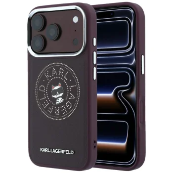 Karl Lagerfeld Point & Choupette Sketch MagSafe dėklas skirtas iPhone 18 Pro / 17 Pro, bordo