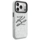 Karl Lagerfeld IML Glitter KL Diamond dėklas iPhone 17 Pro Max, sidabrinis