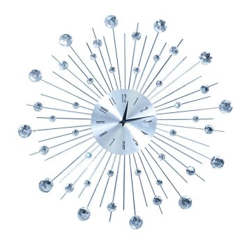 Large Decorative Sunburst Wall Clock with Crystals 50cm