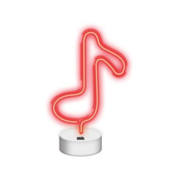 LED Neon Sign Music Note Desk Light on Stand Neolia NNE08, Red