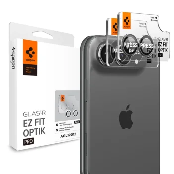 Kameros apsauginis stiklas Spigen Optik Pro Glas.tR EZ Fit, skirtas iPhone Duo, 2 vnt., baltas
