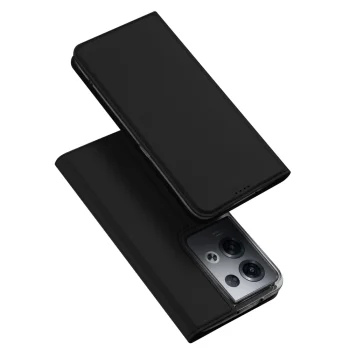 Atverčiamasis dėklas Dux Ducis Skin Pro telefonui Oppo Reno 8 Pro su stovu, juodas