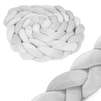 Braided Cot Bumper Pillow Ricokids, 3 m, grey