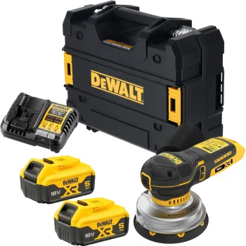 Akumuliatorinis ekscentrinis šlifuoklis DeWalt DCW211P2-QW 18V XR 125 mm su 2x 5,0 Ah akumuliatoriais