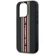 Karl Lagerfeld Saffiano Athleisure Stripes Cord iPhone 15 Pro dėklas su virvele, raudonas