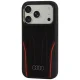 Audi R8 Genuine Leather MagSafe dėklas telefonui iPhone 18 Pro / 17 Pro, juodas ir raudonas