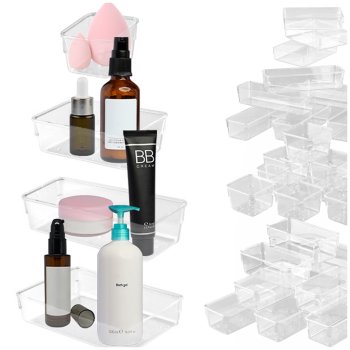 Clear Acrylic Drawer Organizer Set, 4 Sizes, 25 Pcs