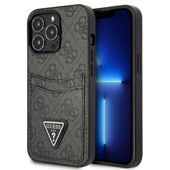 Guess 4G Triangle Logo Cardslot dėklas iPhone 13 / 13 Pro, juodas
