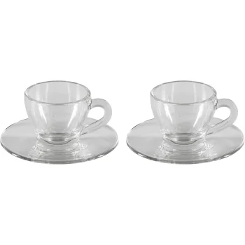 Bialetti ISTITUZIONALE espreso puodelių su lėkštutėmis rinkinys, 2 vnt., stiklas