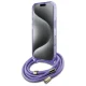 Guess dėklas iPhone 16 telefonui Crossbody Cord Script MagSafe, violetinis