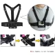 Adjustable sports camera chest harness - black