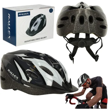 Adjustable bike helmet with ventilation, size L, 58-62 cm, black and white