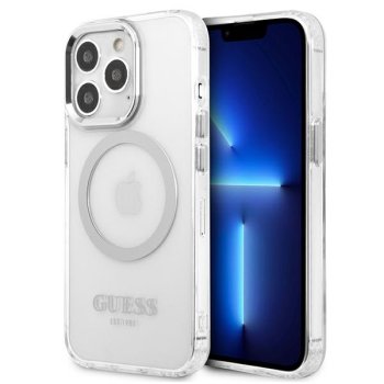 Guess Metal Outline MagSafe Case for iPhone 13 / 13 Pro - Silver