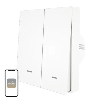 MOES ZS-B-EU2 2 kanalų išmanusis ZigBee šviesos jungiklis ZS-B-EU2-WH-MS