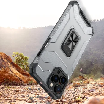 iPhone 12 Pro Rugged Case with Ring Kickstand Crystal Ring Case, Blue
