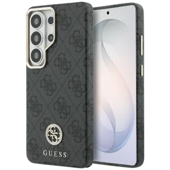 Guess 4G Rhinestone Round Logo MagSafe dėklas Samsung Galaxy S26 Ultra, juodas