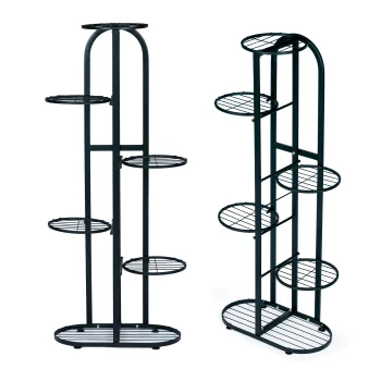 ModernHome PJJPS0014 metalinis 6 lentynų gėlių stovas, juodas