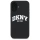 DKNY Silicone White Printed Logo MagSafe dėklas telefonui iPhone 16, juodas
