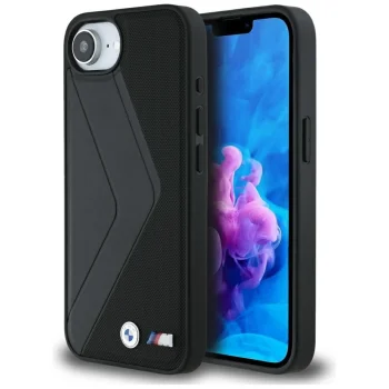 BMW Oversized Stripes MagSafe dėklas telefonui iPhone 16e, juodas