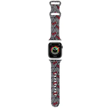 Hello Kitty Apple Watch 38/40/41mm dirželis Silicone Bows & Stripes, juodas